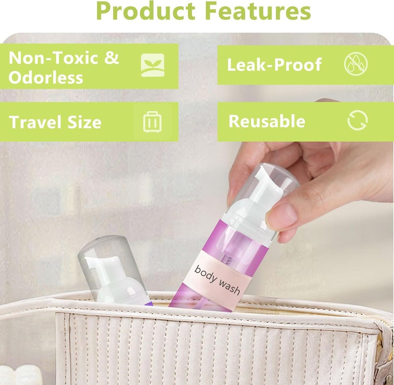 Rindion 4 Pack Foam Pump Bottle, 60 ml/2 oz Mini Empty Bottle Travel Foaming Dispenser, Plastic Mousse Foam Dispenser Pump for Soap, Shower Gel, Shampoo, Facial Cleanser - Mix Colors - Image 3